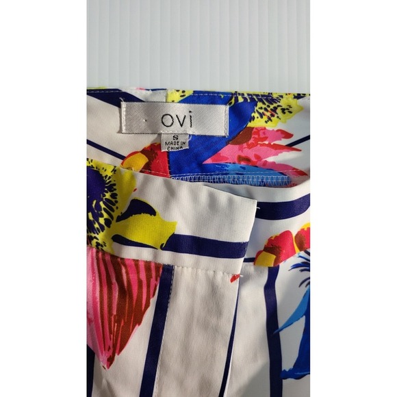 Y2K OVI Floral Striped Shorts High Waist Colorful Print Casual Summer Size S - Picture 7 of 7